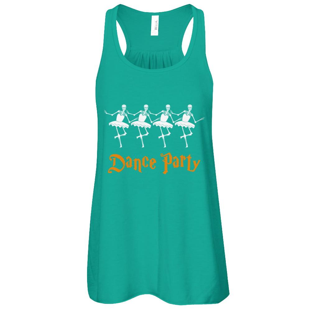Ballet Skeleton Dance Party Happy Halloween-T-Shirt & Tank Top-Women's Flowy Racerback Tank-Kelly