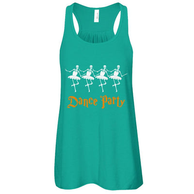 Ballet Skeleton Dance Party Happy Halloween-T-Shirt & Tank Top-Women's Flowy Racerback Tank-Kelly