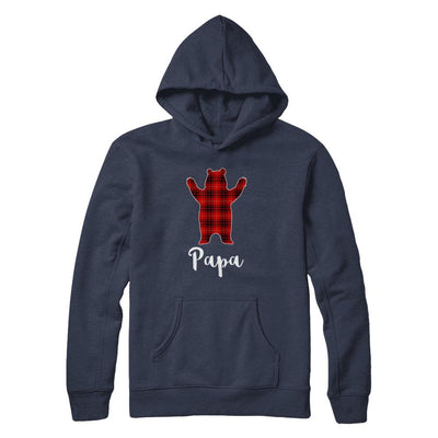 Red Papa Bear Buffalo Plaid Family Christmas Pajamas-T-Shirt & Sweatshirt-Pullover Hoodie-Navy