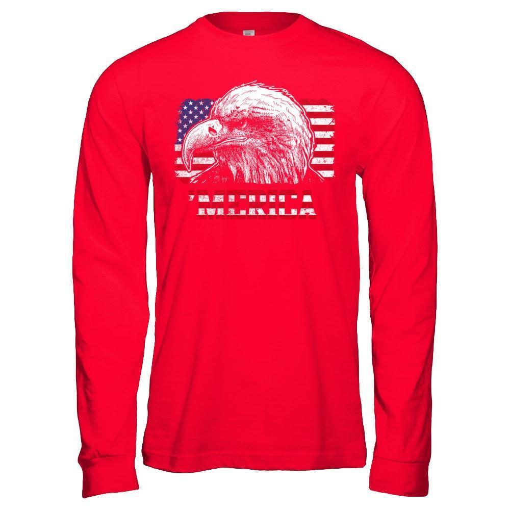 Usa Pride Merica Mullet Eagle 4Th Of July-T-Shirt & Hoodie-Long Sleeve T-Shirt-Red