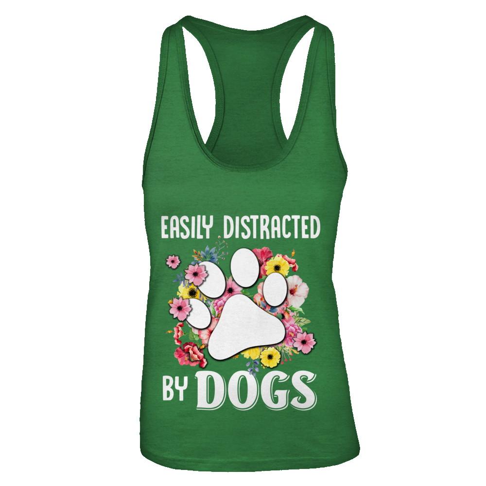 Easily Distracted By Dogs-T-Shirt & Tank Top-Women's Ideal Racerback Tank-Kelly Green