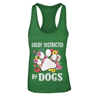 Easily Distracted By Dogs-T-Shirt & Tank Top-Women's Ideal Racerback Tank-Kelly Green