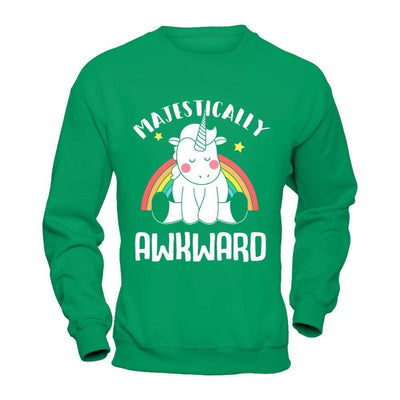 Unicorn Majestically Awkward-T-Shirt & Hoodie-Crewneck Sweatshirt-Irish Green