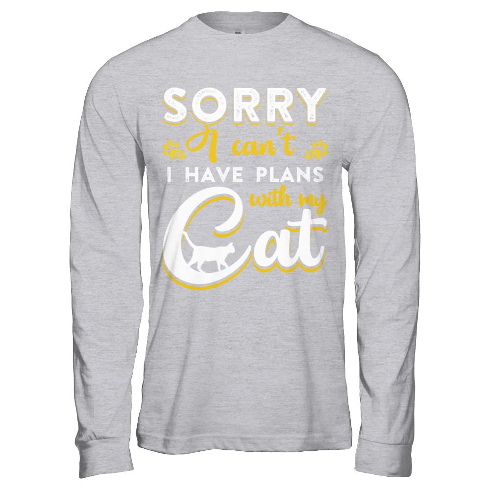 Sorry I Can't I Have Plans With My Cat-T-Shirt & Hoodie-Long Sleeve T-Shirt-Sport Grey