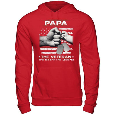 Papa The Veteran The Myth The Legend-T-Shirt & Hoodie-Pullover Hoodie-Red