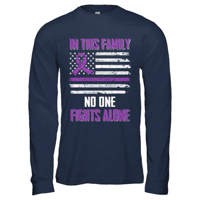 In This Family No One Fights Alone Pancreatic Cancer-T-Shirt & Hoodie-Long Sleeve T-Shirt-Navy