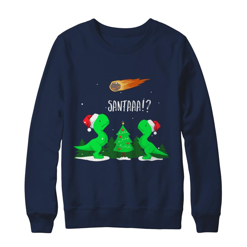 Funny Christmas Dinosaur Gift Cool Dinosaurs Lovers-T-Shirt & Sweatshirt-Crewneck Sweatshirt-Navy