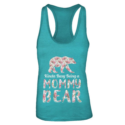 Mommy Bear Dinosaur Kinda Busy Being A Mommybear-T-Shirt & Tank Top-Women's Ideal Racerback Tank-Tahiti Blue