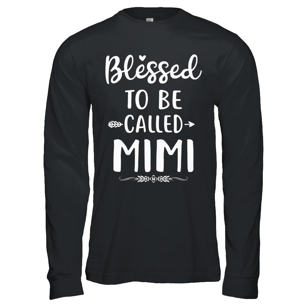 Funny Grandma Blessed To Be Called Mimi-T-Shirt & Hoodie-Long Sleeve T-Shirt-Black
