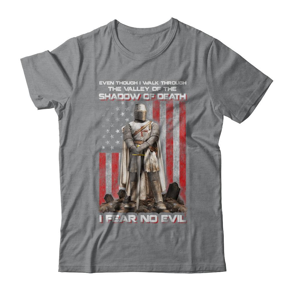 Knight Templar I Walk Through Shadow Of Death I Fear No Evil-T-Shirt & Hoodie-Classic T-Shirt-Sport Grey