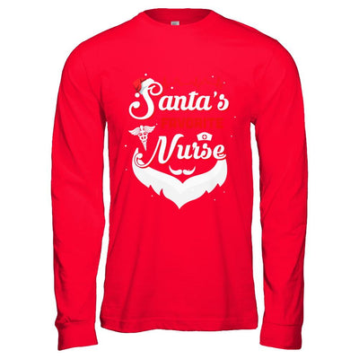Nursing Santa's Favorite Nurse Christmas-T-Shirt & Hoodie-Long Sleeve T-Shirt-Red