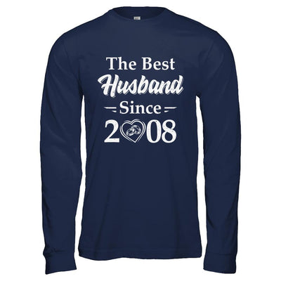 13th Married Together Anniversary Since 2008 Wife Husband-T-Shirt & Hoodie-Long Sleeve T-Shirt-Navy