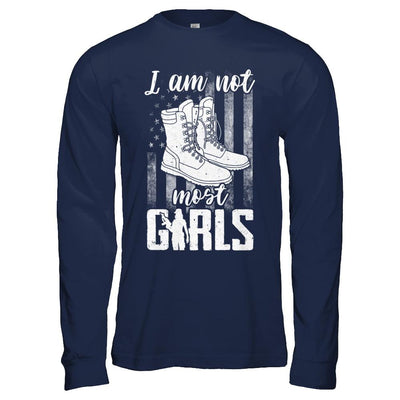 I AM NOT MOST GIRLS Veteran Woman-T-Shirt & Hoodie-Long Sleeve T-Shirt-Navy