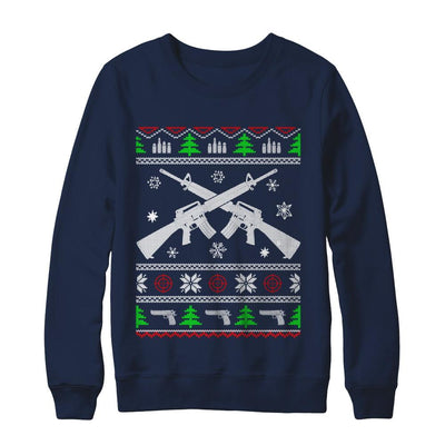 I Want Rifle Guns For Christmas Ugly Christmas Sweater-T-Shirt & Sweatshirt-Crewneck Sweatshirt-Navy