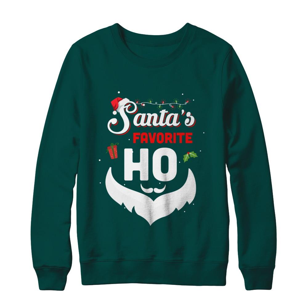 Santa's Favorite Ho Funny Christmas Gift-T-Shirt & Sweatshirt-Crewneck Sweatshirt-Deep Forest