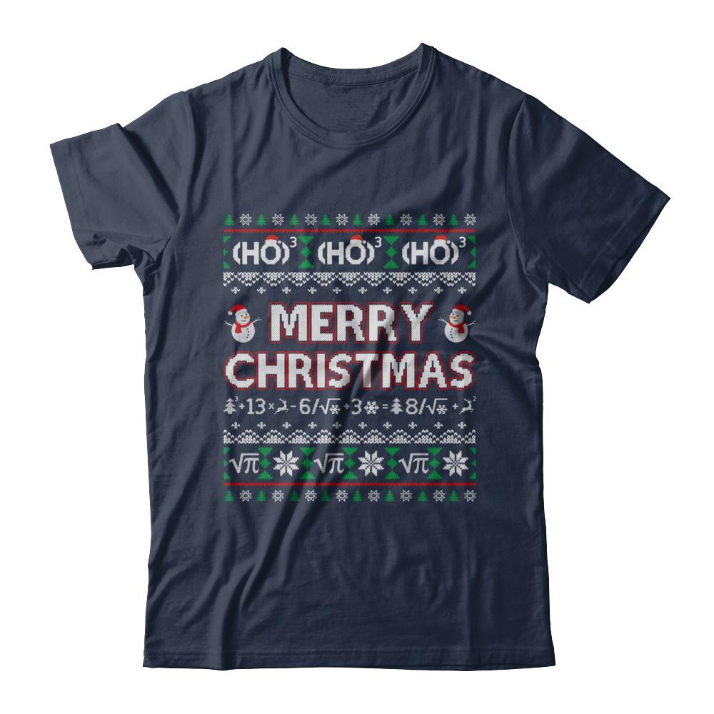 Merry Christmath Funny Math Christmas Ugly Sweaters-T-Shirt & Sweatshirt-Classic T-Shirt-Navy
