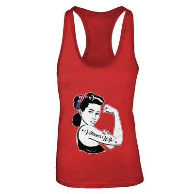 4Th Of July Veteran's Wife From Husband Army-T-Shirt & Tank Top-Women's Ideal Racerback Tank-Red