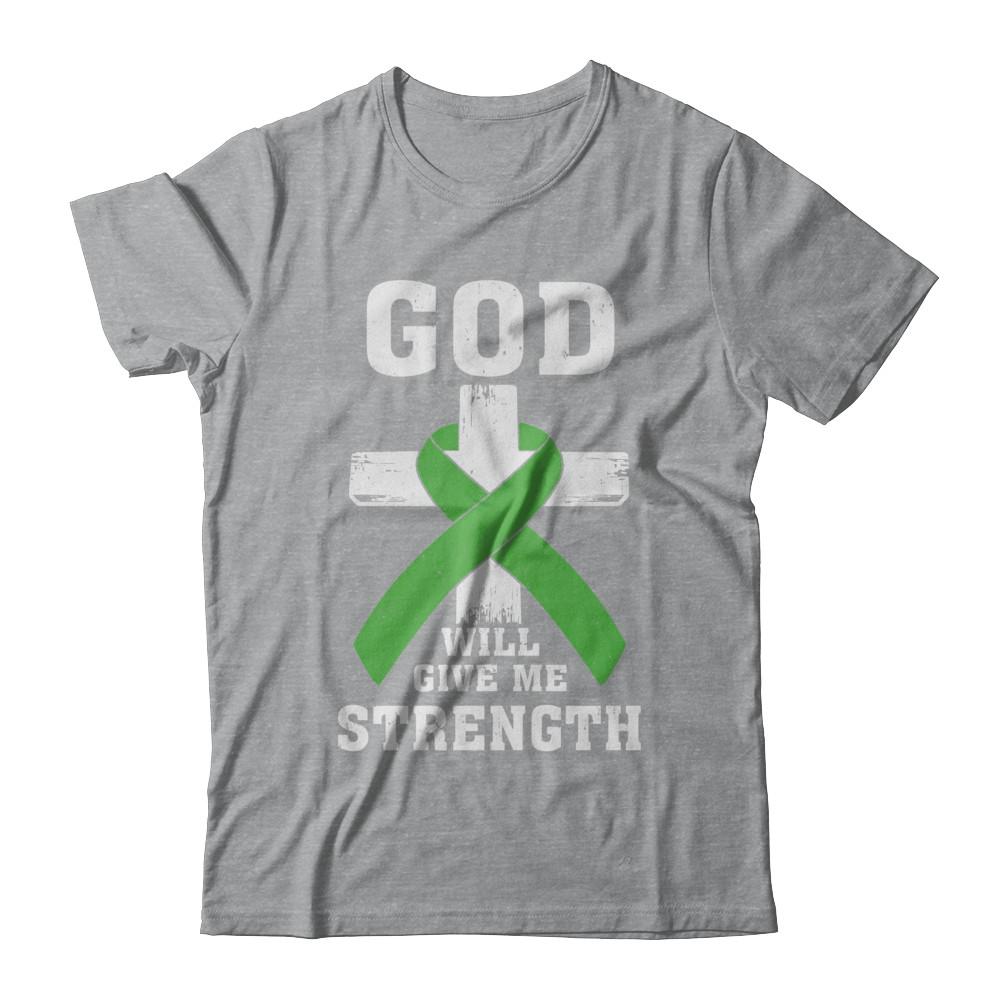 God Will Give Me Strength Green Awareness Ribbon Gift-T-Shirt & Hoodie-Classic T-Shirt-Sport Grey