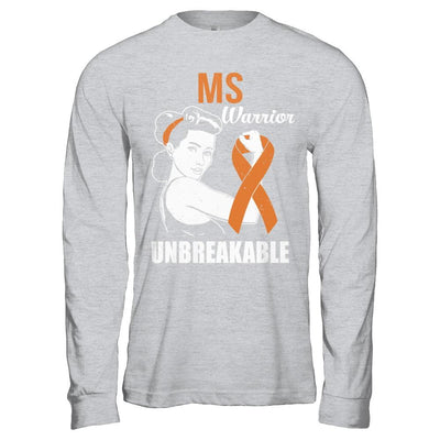 MS Warrior Unbreakable Multiple Sclerosis Awareness-T-Shirt & Hoodie-Long Sleeve T-Shirt-Sport Grey