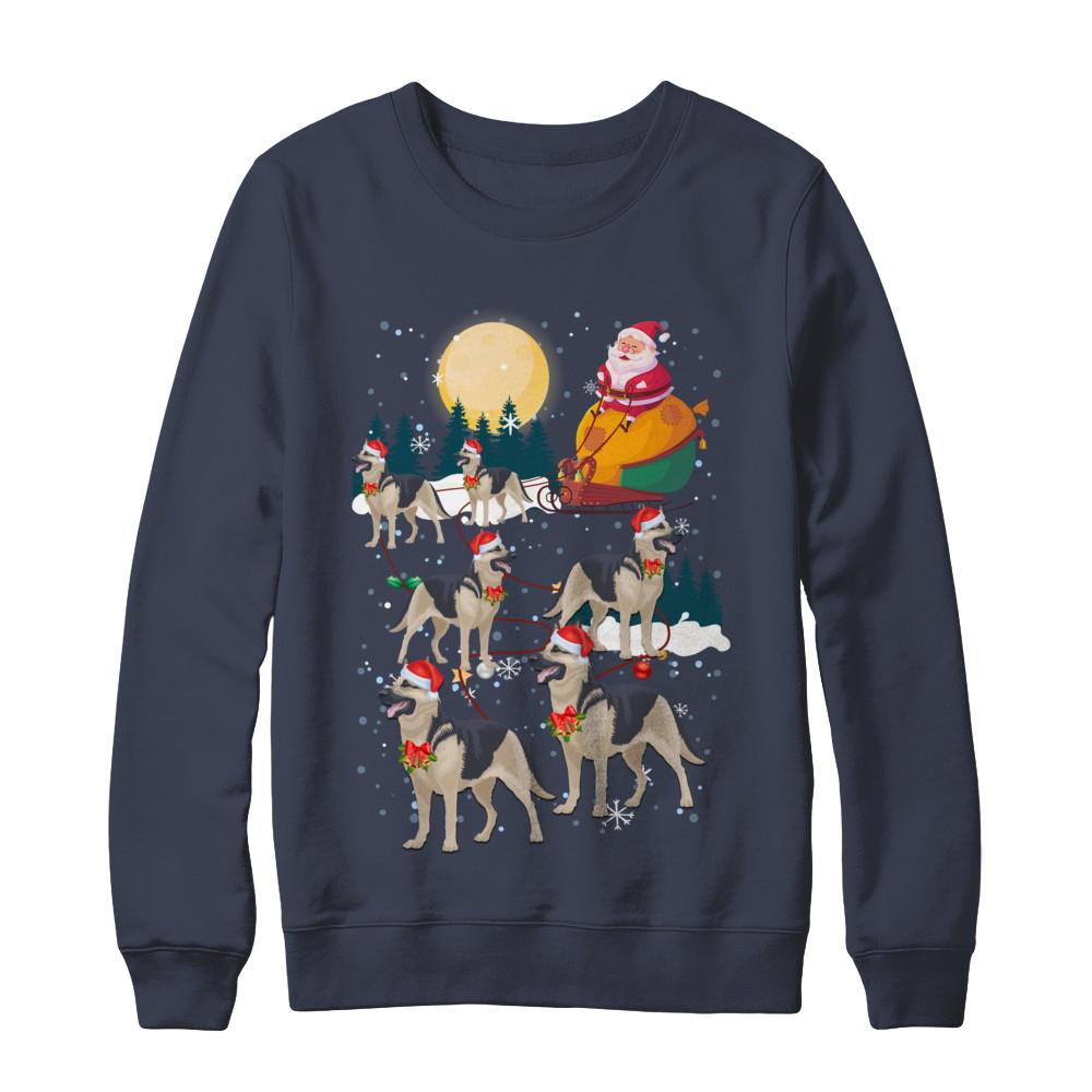 Dog Reindeer German Shepherd Christmas Gift-T-Shirt & Sweatshirt-Crewneck Sweatshirt-Navy