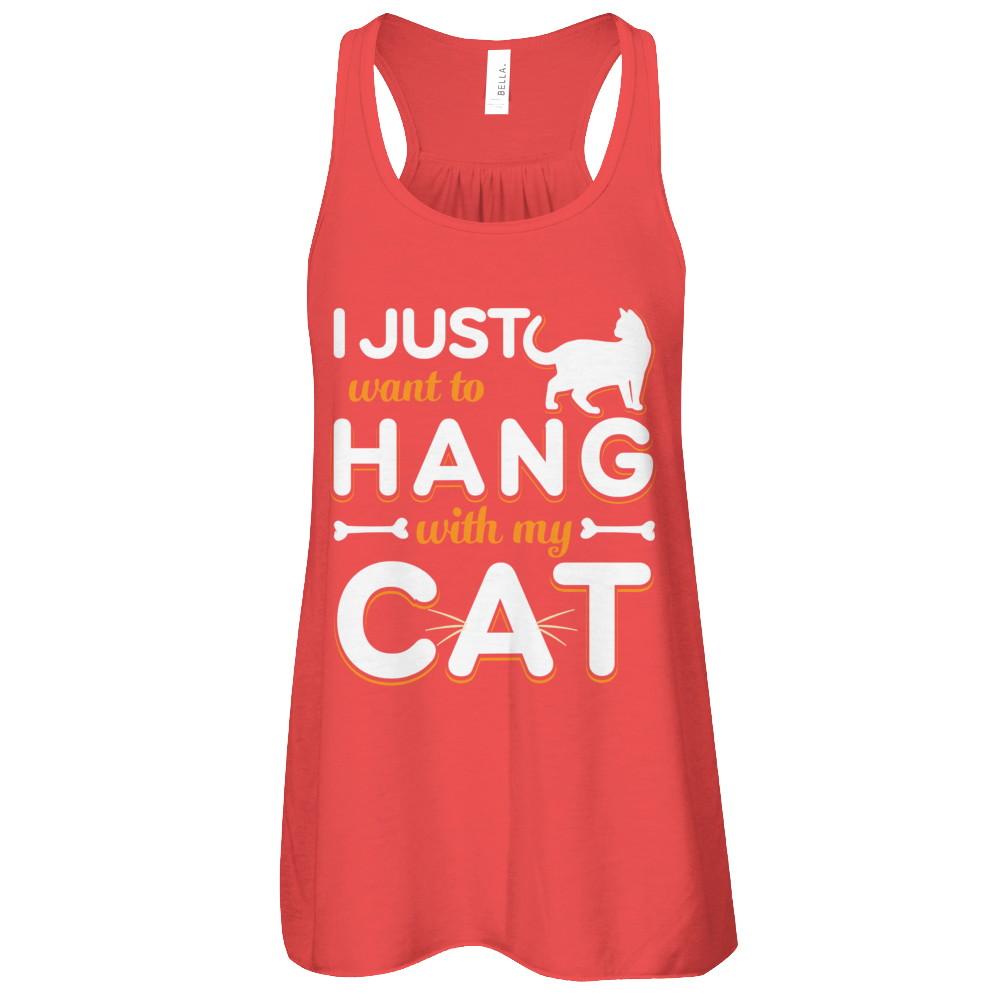 I Just Want To Hang With My Cat-T-Shirt & Tank Top-Women's Flowy Racerback Tank-Red