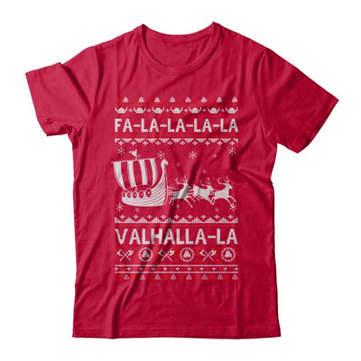 Fa La La Valhalla Viking Ship Ugly Christmas Sweater-T-Shirt & Sweatshirt-Classic T-Shirt-Red