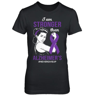 I Am Stronger Than Alzheimer's Awareness Support-T-Shirt & Hoodie-Women's T-Shirt-Black