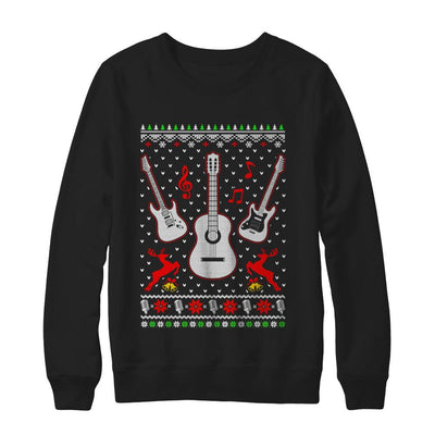 Singer Song Guitar Ugly Christmas Sweater-T-Shirt & Sweatshirt-Crewneck Sweatshirt-Black