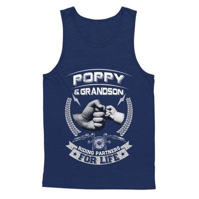 Motocross Poppy And Grandson Riding Partners For Life-T-Shirt & Hoodie-Unisex Tank-Navy