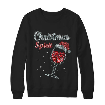 Diamond Christmas Spirit Santa Hat Wine Glass-T-Shirt & Sweatshirt-Crewneck Sweatshirt-Black