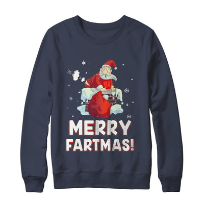 Funny Merry Fartmas Santa Claus Farting Christmas-T-Shirt & Sweatshirt-Crewneck Sweatshirt-Navy