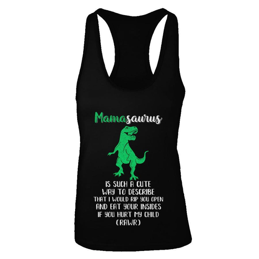 Mamasaurus Saurus Is Such A Cute Way To Describe Mommy Gift-T-Shirt & Tank Top-Women's Ideal Racerback Tank-Black