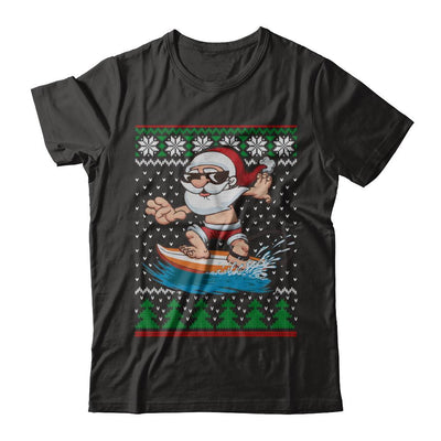 Santa Surfing Hawaiian Summer Christmas Ugly Sweater-T-Shirt & Sweatshirt-Premium T-Shirt-Black