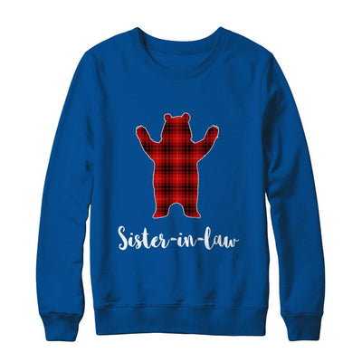 Red Sister-In-Law Bear Buffalo Plaid Family Christmas Pajamas-T-Shirt & Sweatshirt-Crewneck Sweatshirt-Deep Royal