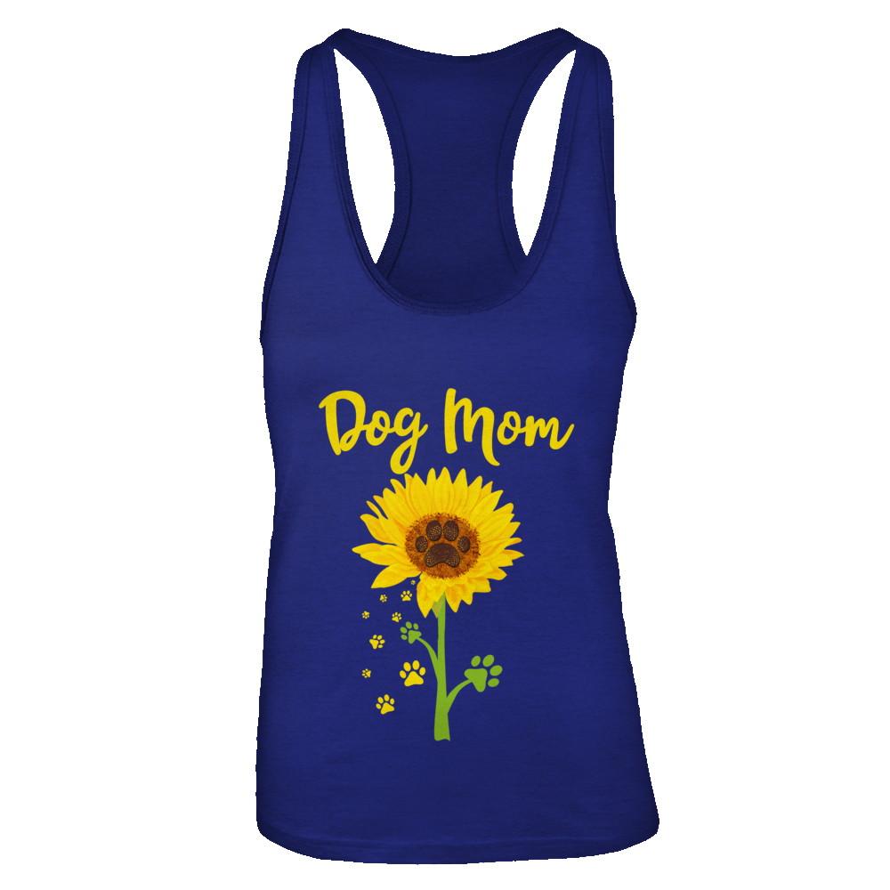 Funny Sunflower Dog Mom Paw Lover Mothers Day-T-Shirt & Tank Top-Women's Ideal Racerback Tank-Royal