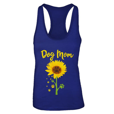 Funny Sunflower Dog Mom Paw Lover Mothers Day-T-Shirt & Tank Top-Women's Ideal Racerback Tank-Royal