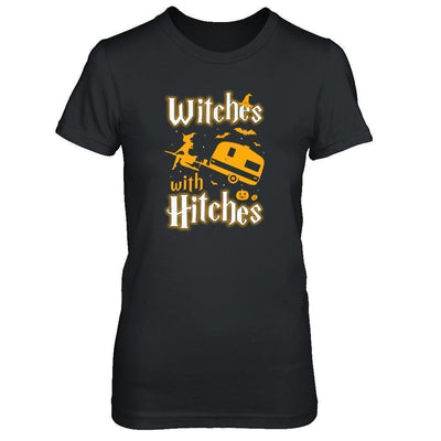 Witches With Hitches Camping Funny Halloween-T-Shirt & Tank Top-Women's T-Shirt-Black