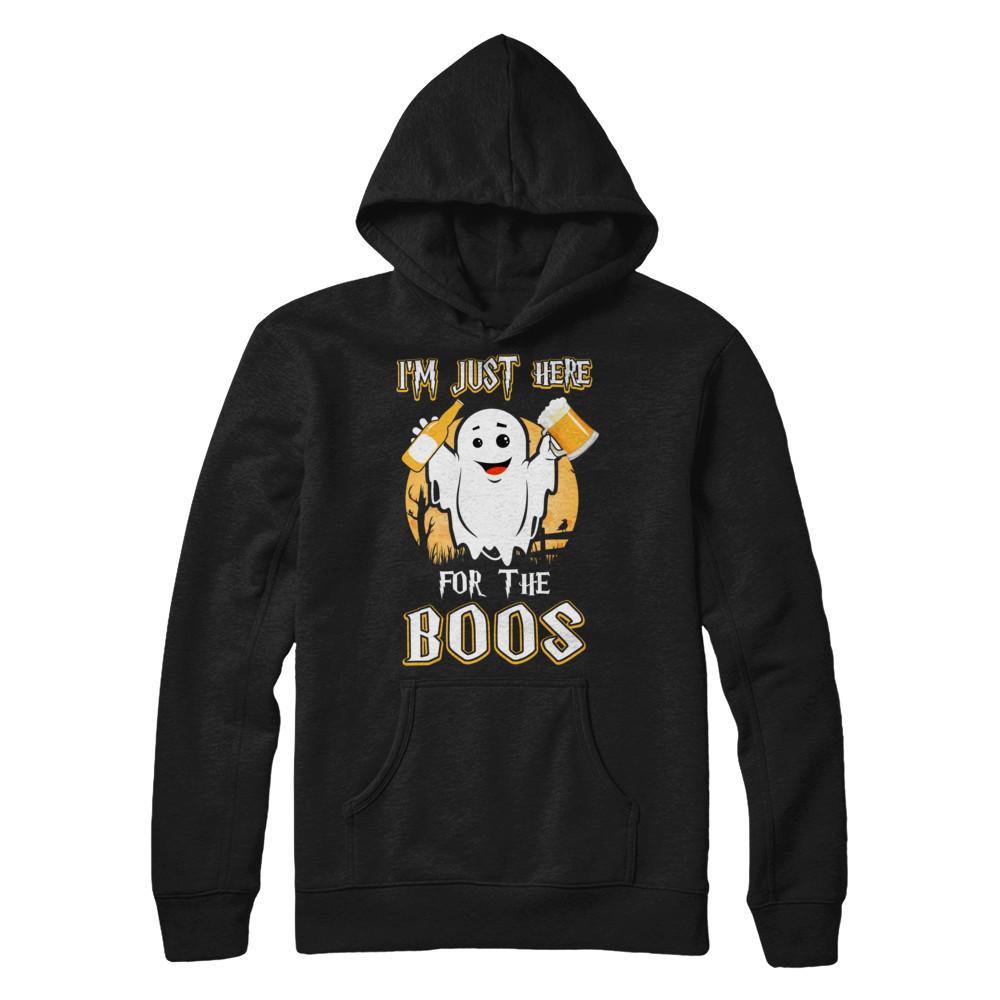 I'm Just Here For The Boos Halloween Beer-T-Shirt & Hoodie-Pullover Hoodie-Black