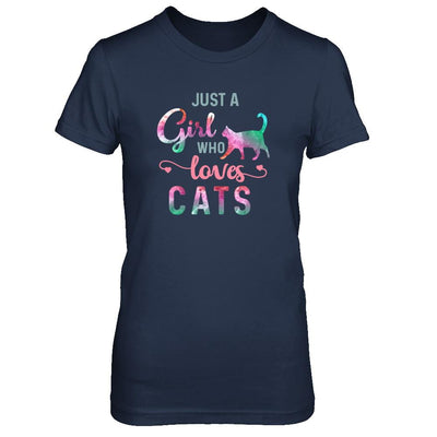 Just A Girl Who Loves Cats Cat Lover-T-Shirt & Tank Top-Women's T-Shirt-Navy