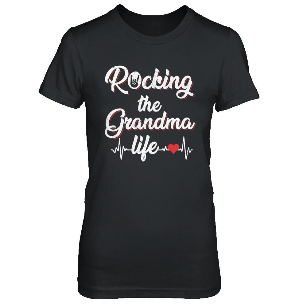Rocking The Grandma Life Mothers Day Gifts-T-Shirt & Hoodie-Women's T-Shirt-Black