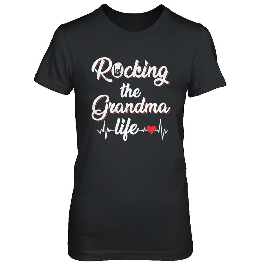 Rocking The Grandma Life Mothers Day Gifts-T-Shirt & Hoodie-Women's T-Shirt-Black