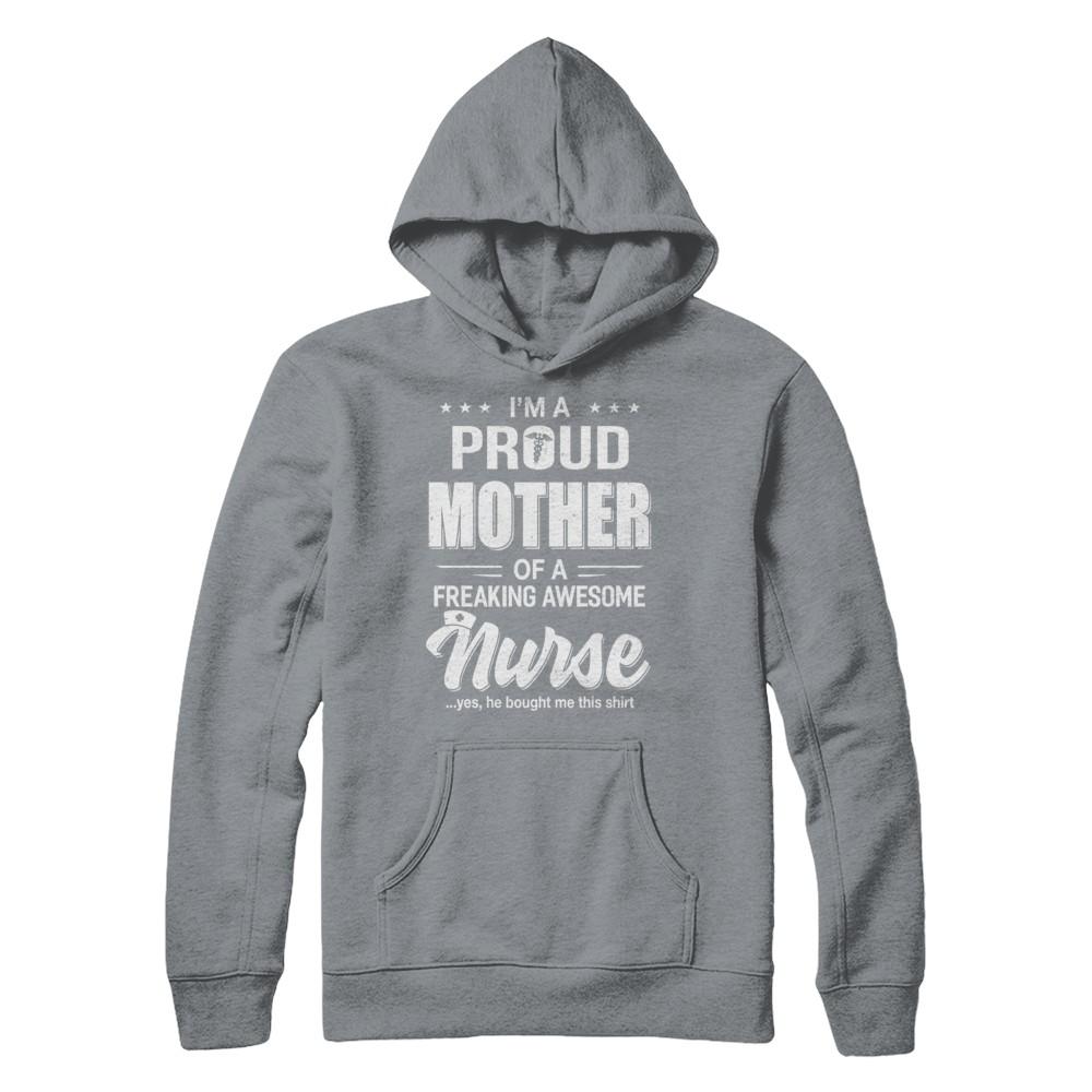 I'm A Proud Mother From Awesome Nurse Son Mom-T-Shirt & Hoodie-Pullover Hoodie-Light Steel