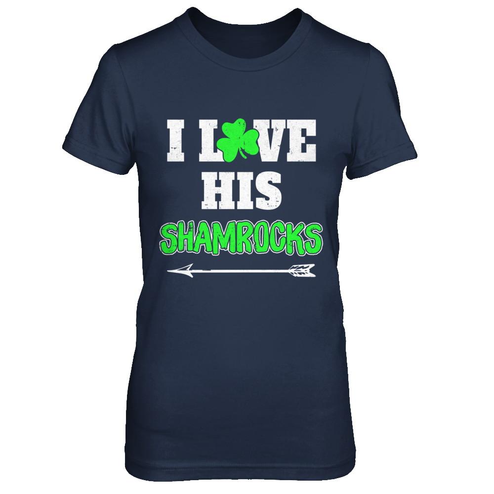 I Love His Shamrocks Funny Couple St Patricks Day-T-Shirt & Hoodie-Women's T-Shirt-Navy