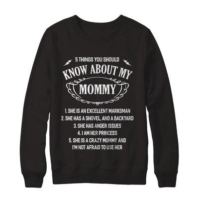 5 Things You Should Know About My Mommy Daughter-T-Shirt & Sweatshirt-Crewneck Sweatshirt-Black