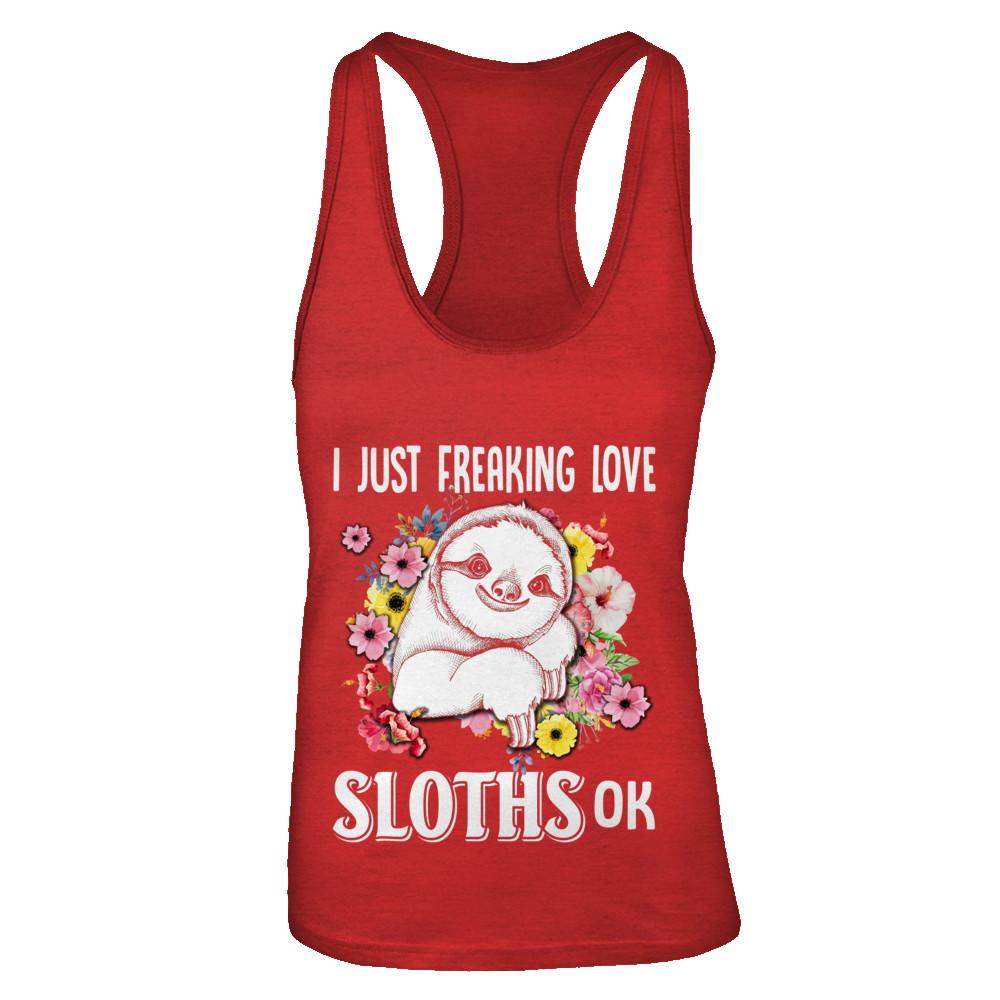 I Just Freaking Love Sloths-T-Shirt & Tank Top-Women's Ideal Racerback Tank-Red