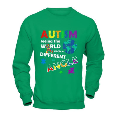 Autism Seeing The World Differently Angel-T-Shirt & Hoodie-Crewneck Sweatshirt-Irish Green