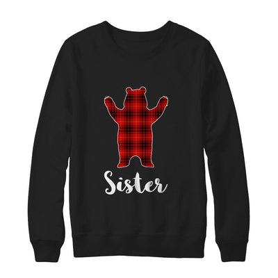 Red Sister Bear Buffalo Plaid Family Christmas Pajamas-T-Shirt & Sweatshirt-Crewneck Sweatshirt-Black
