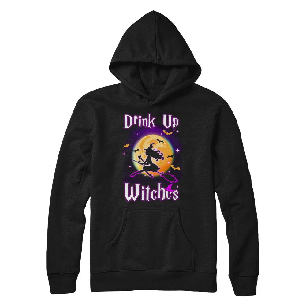 Drink Up Witches Funny Halloween-T-Shirt & Hoodie-Pullover Hoodie-Black