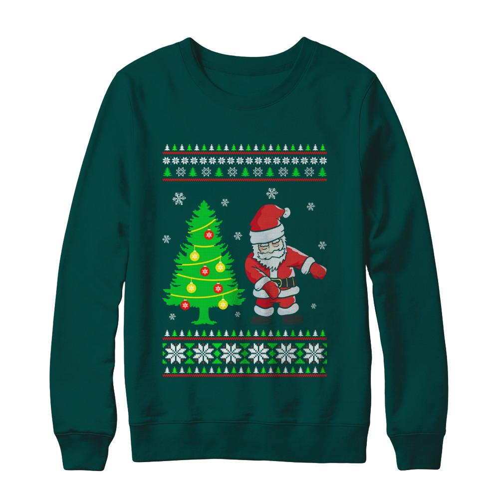 Floss Dance Flossing Santa Christmas Ugly Sweater-T-Shirt & Sweatshirt-Crewneck Sweatshirt-Deep Forest