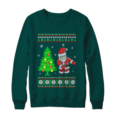 Floss Dance Flossing Santa Christmas Ugly Sweater-T-Shirt & Sweatshirt-Crewneck Sweatshirt-Deep Forest